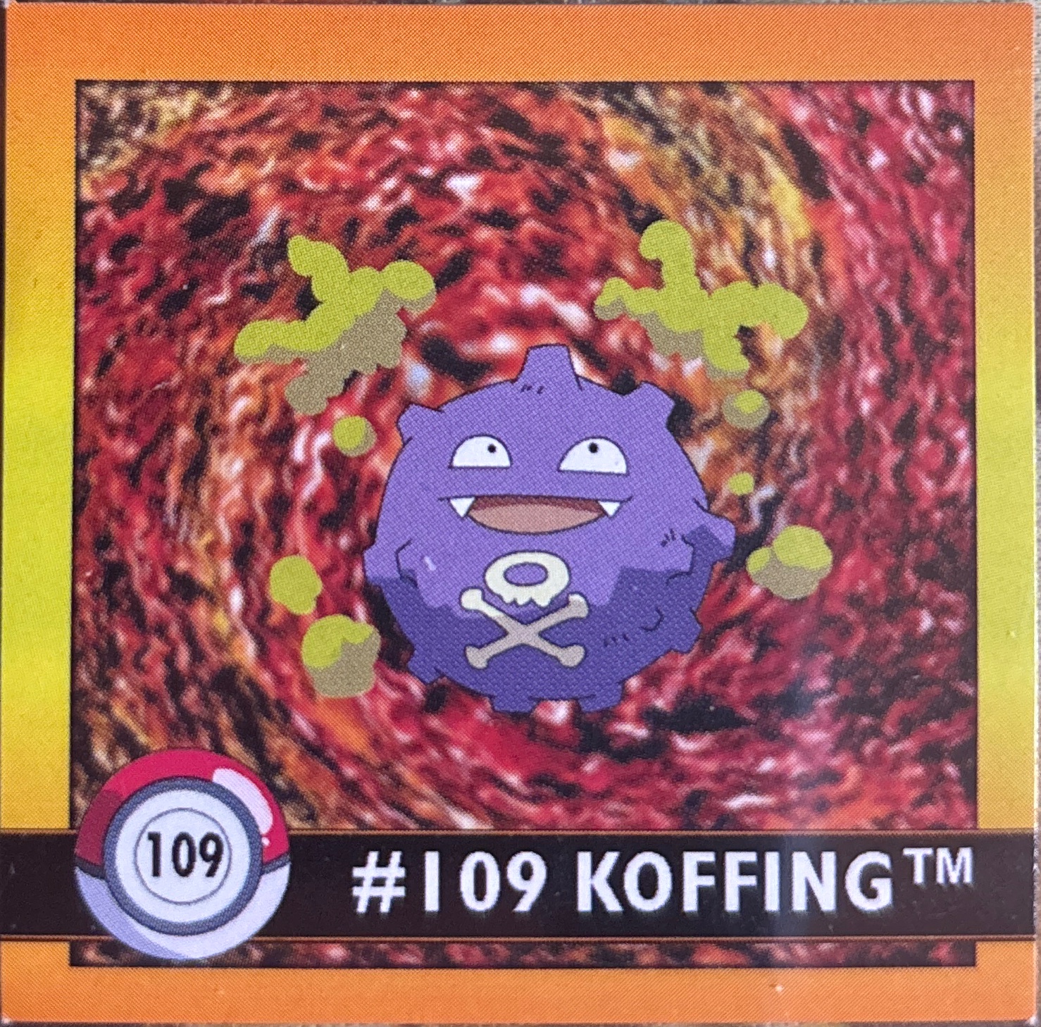 Koffing sticker #109, Artbox (USA) Pokémon Artbox Stickers (1999), front