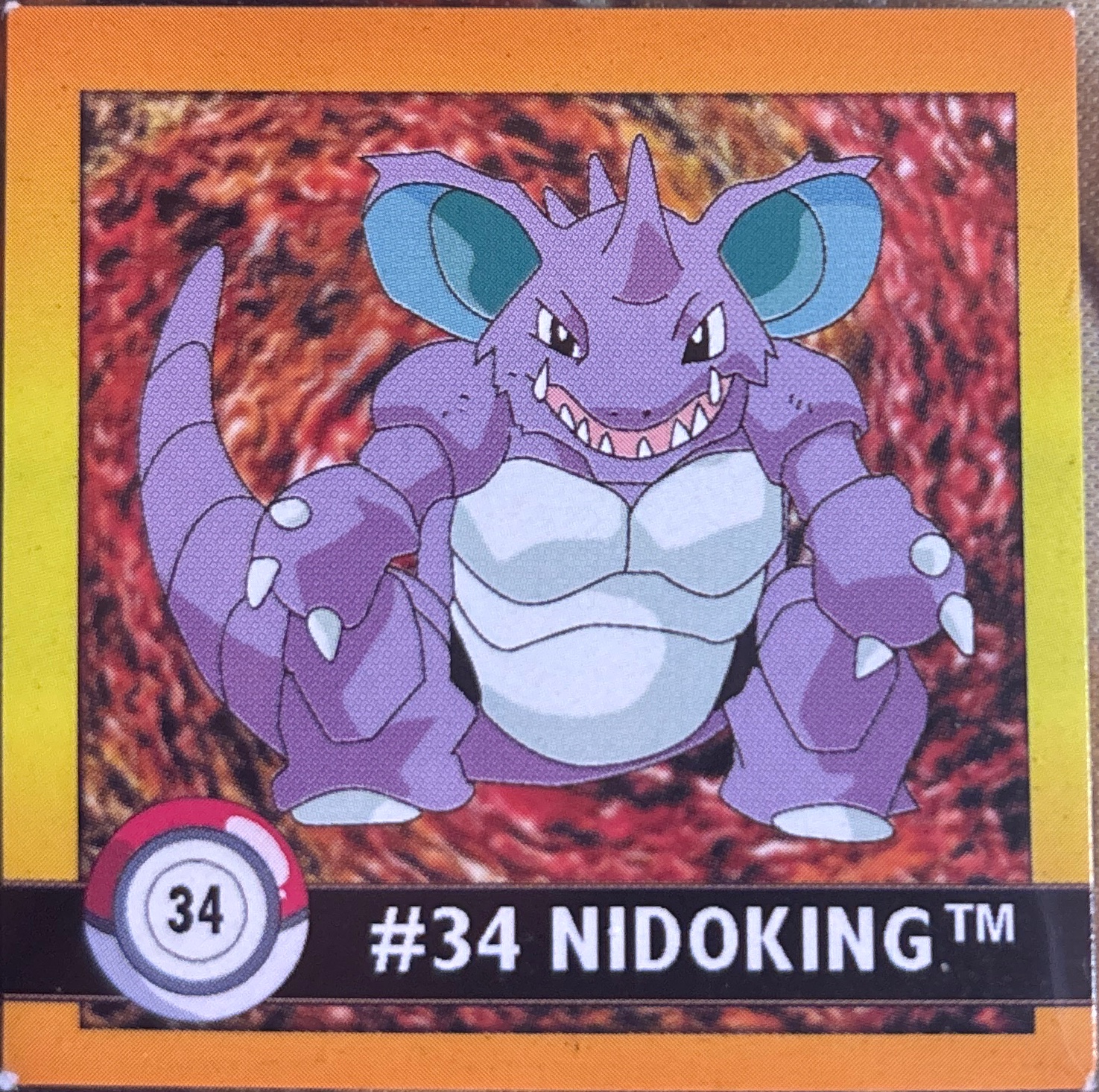 Nidoking sticker #34, Artbox (USA) Pokémon Artbox Stickers (1999), front