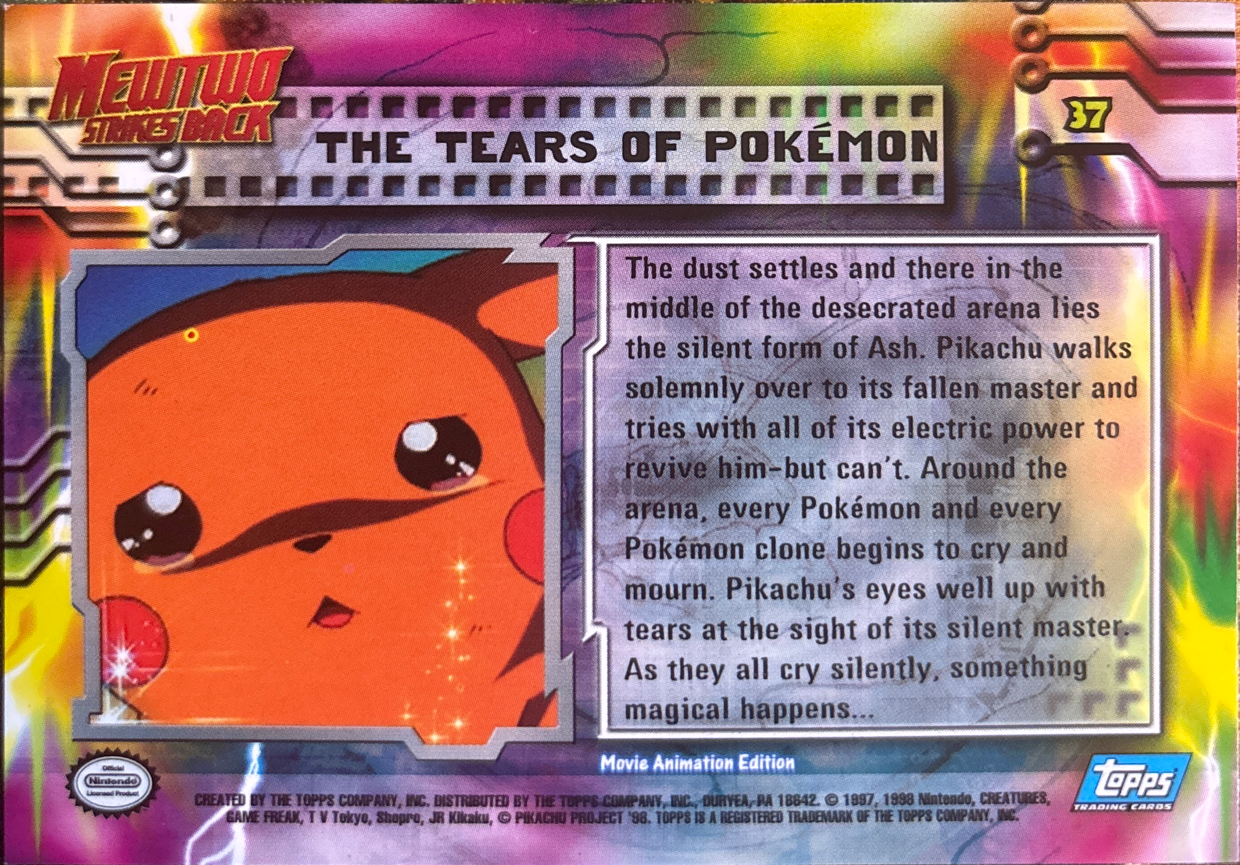 The Tears of Pokémon card #37, Pokemon Topps First Movie Trading Cards (1999), back