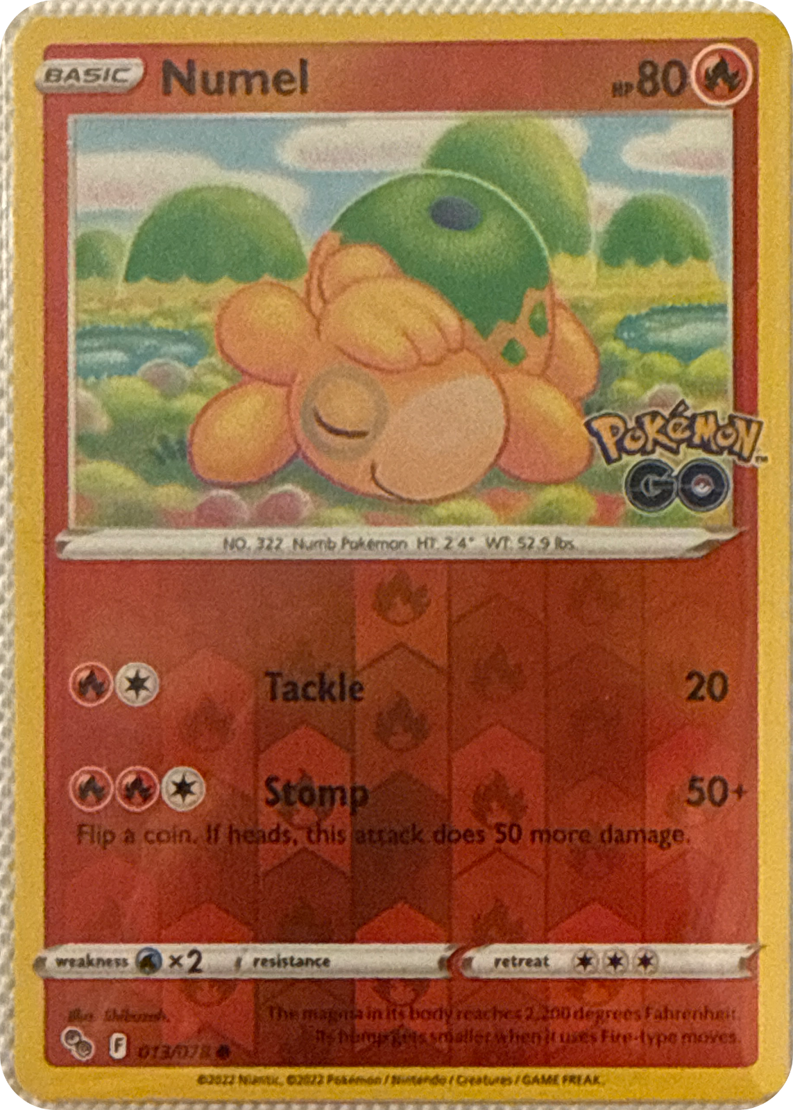 Numel trading card #13, Pokémon GO (2022), front