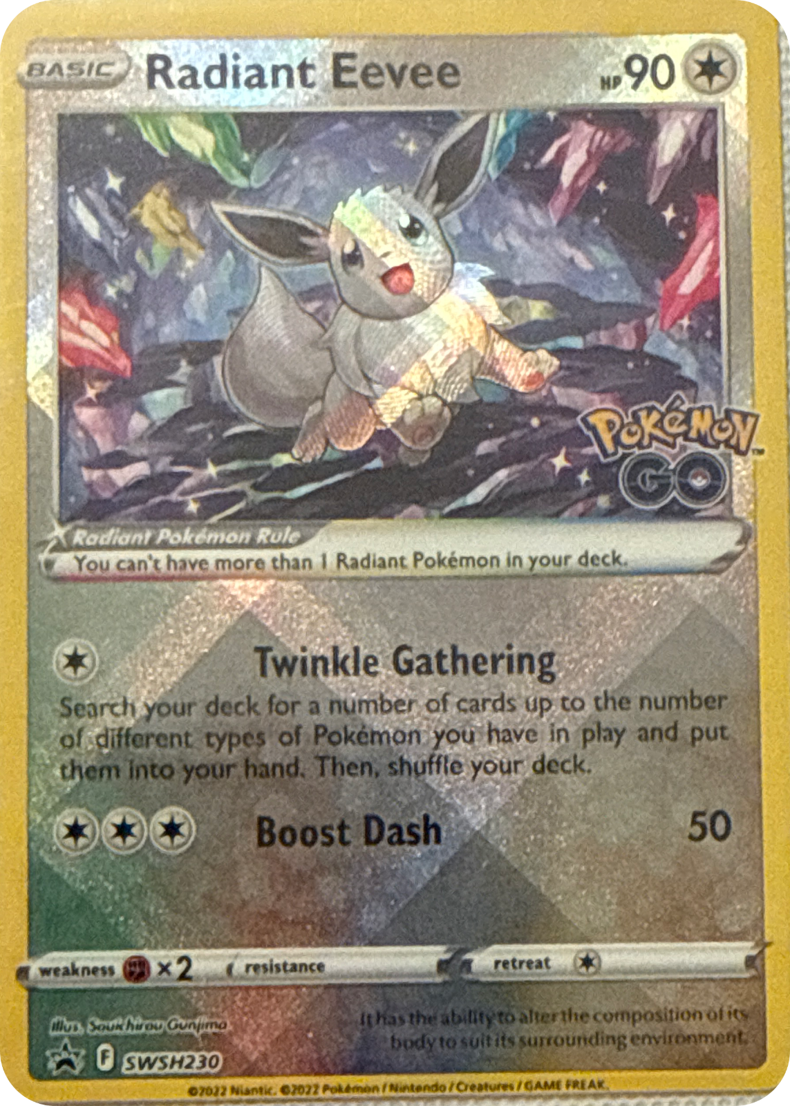 Radiant Eevee trading card #SWSH230, SWSH Black Star Promos Checklist · Pokémon TCG, front
