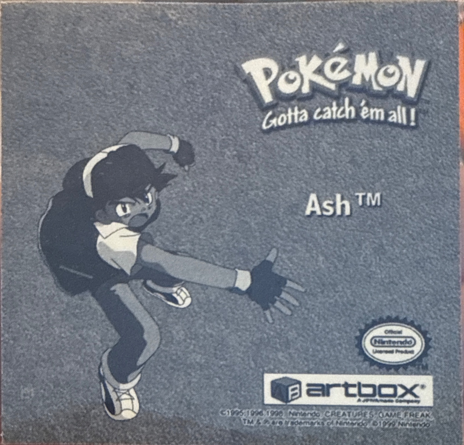 Ash Ketchum sticker #Pr23, Artbox (USA) Pokémon Artbox Stickers (1999), Prism, back