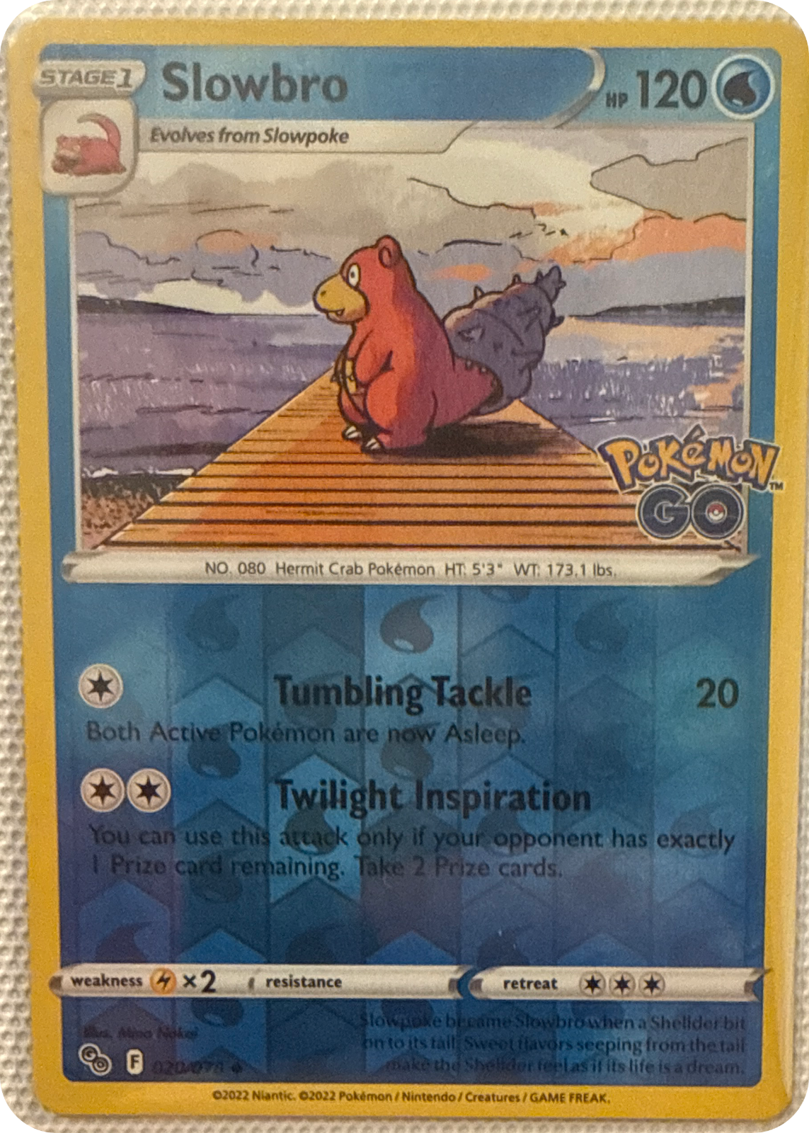 Slowbro trading card #20, Pokémon GO (2022), front