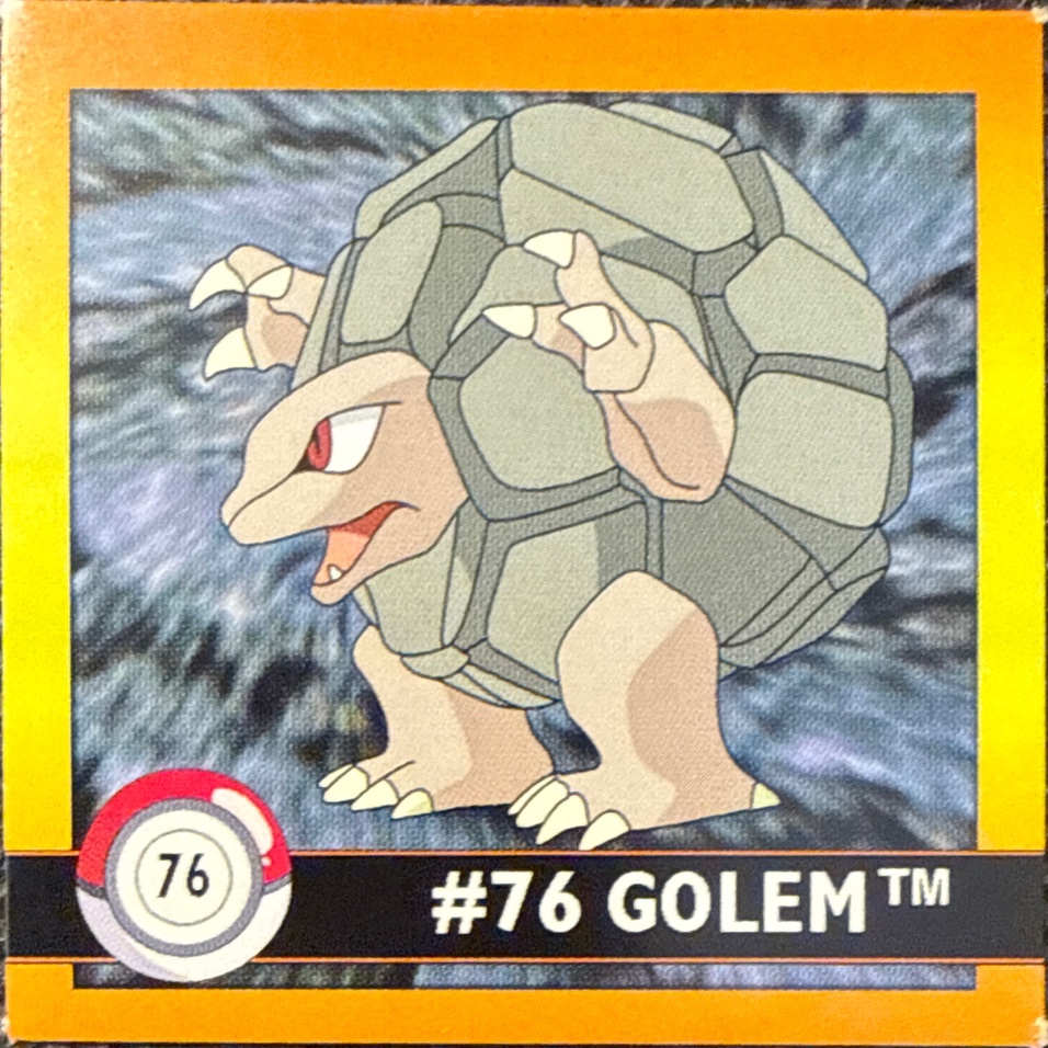 Golem sticker #76, Artbox (USA) Pokémon Artbox Stickers (1999), front