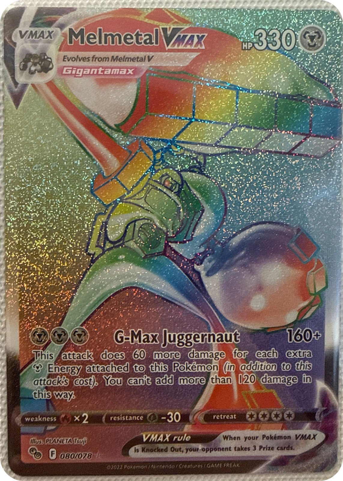 Melmetal VMAX trading card #80, Pokémon GO (2022), front