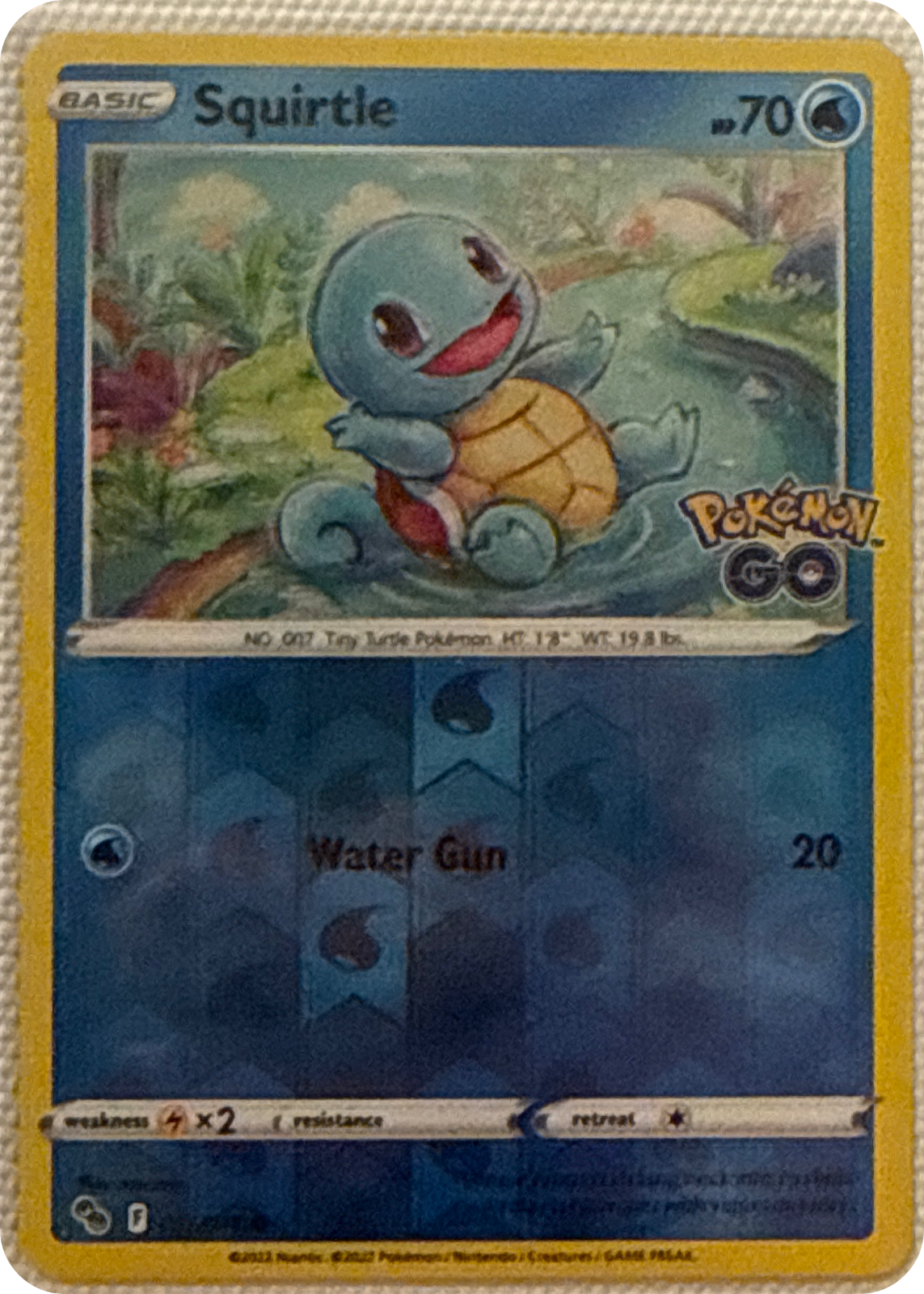 Squirtle trading card #15, Pokémon GO (2022), front