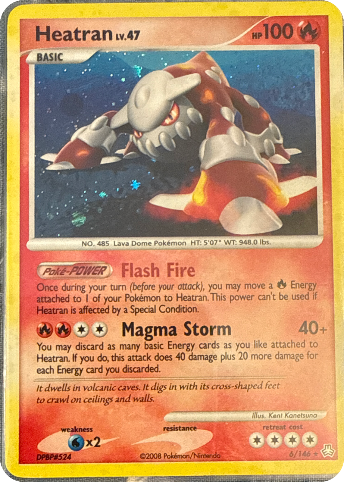 Heatran trading card #6, Legends Awakened Checklist (2008) · Pokémon TCG, front