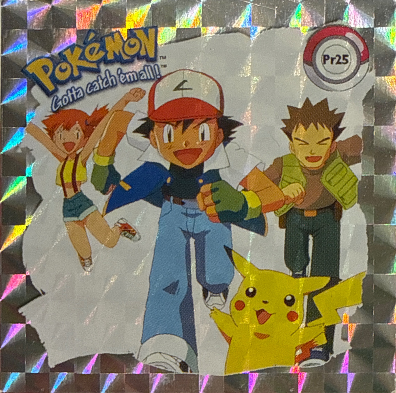 Pikachu sticker #Pr25, Artbox (USA) Pokémon Artbox Stickers (1999), Prism, front