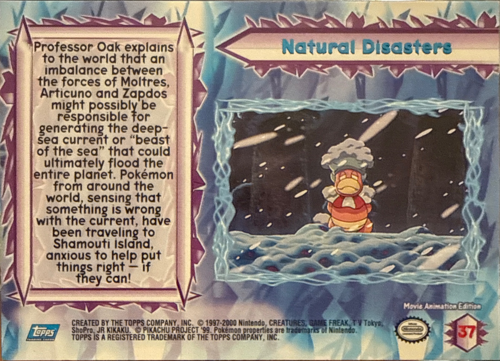 Natural Disasters card #37, Pokemon Topps Movie 2000 Trading Cards, back