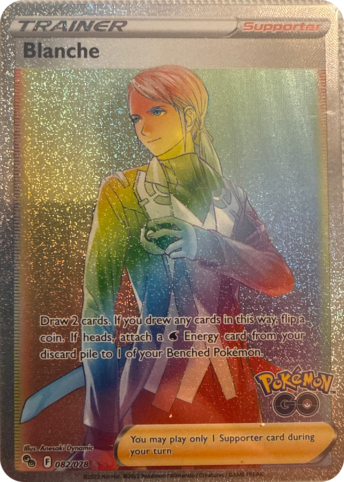 Blanche trading card #82, Pokémon GO (2022), front