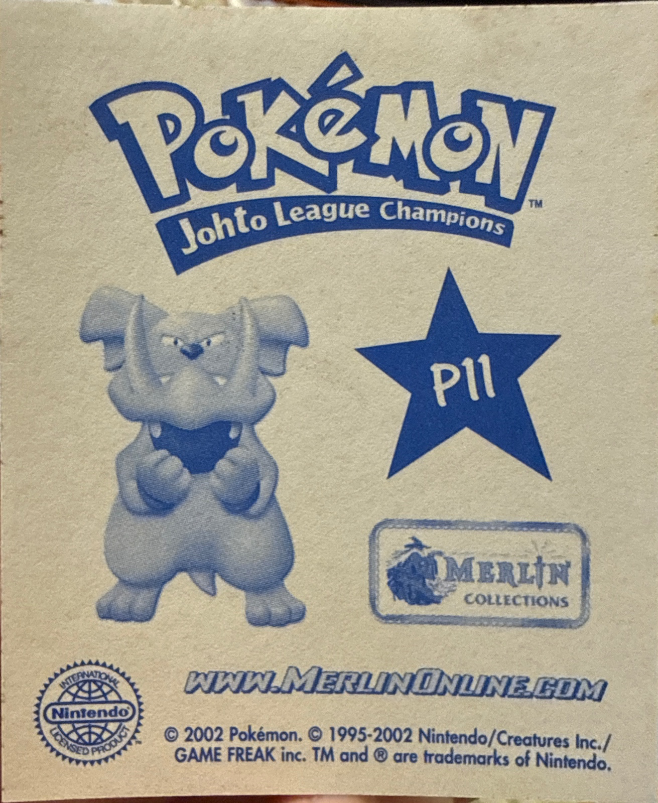Slugma card #P11, Pokémon Merlin Series 5 (2002), back
