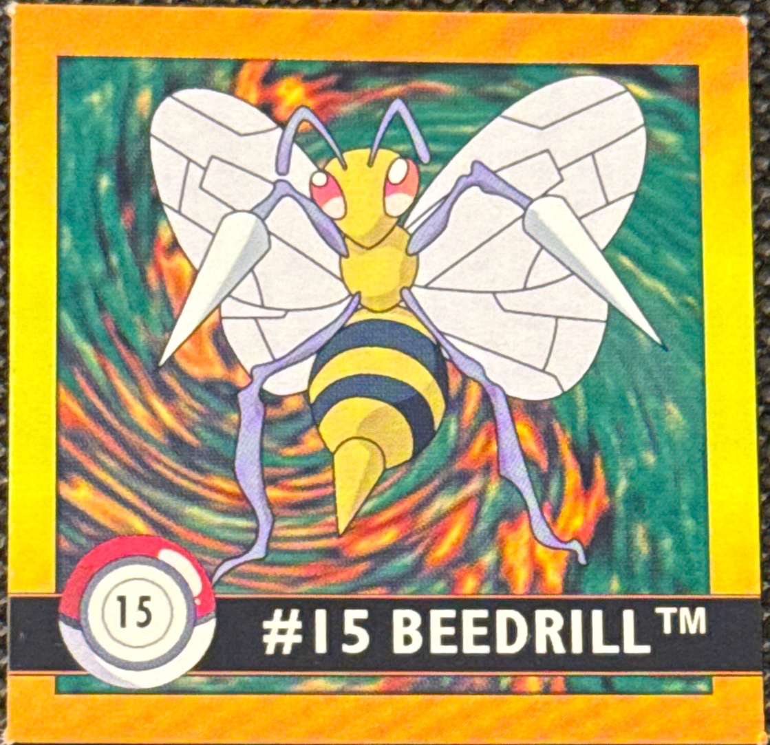 Beedrill sticker #15, Artbox (USA) Pokémon Artbox Stickers (1999), front