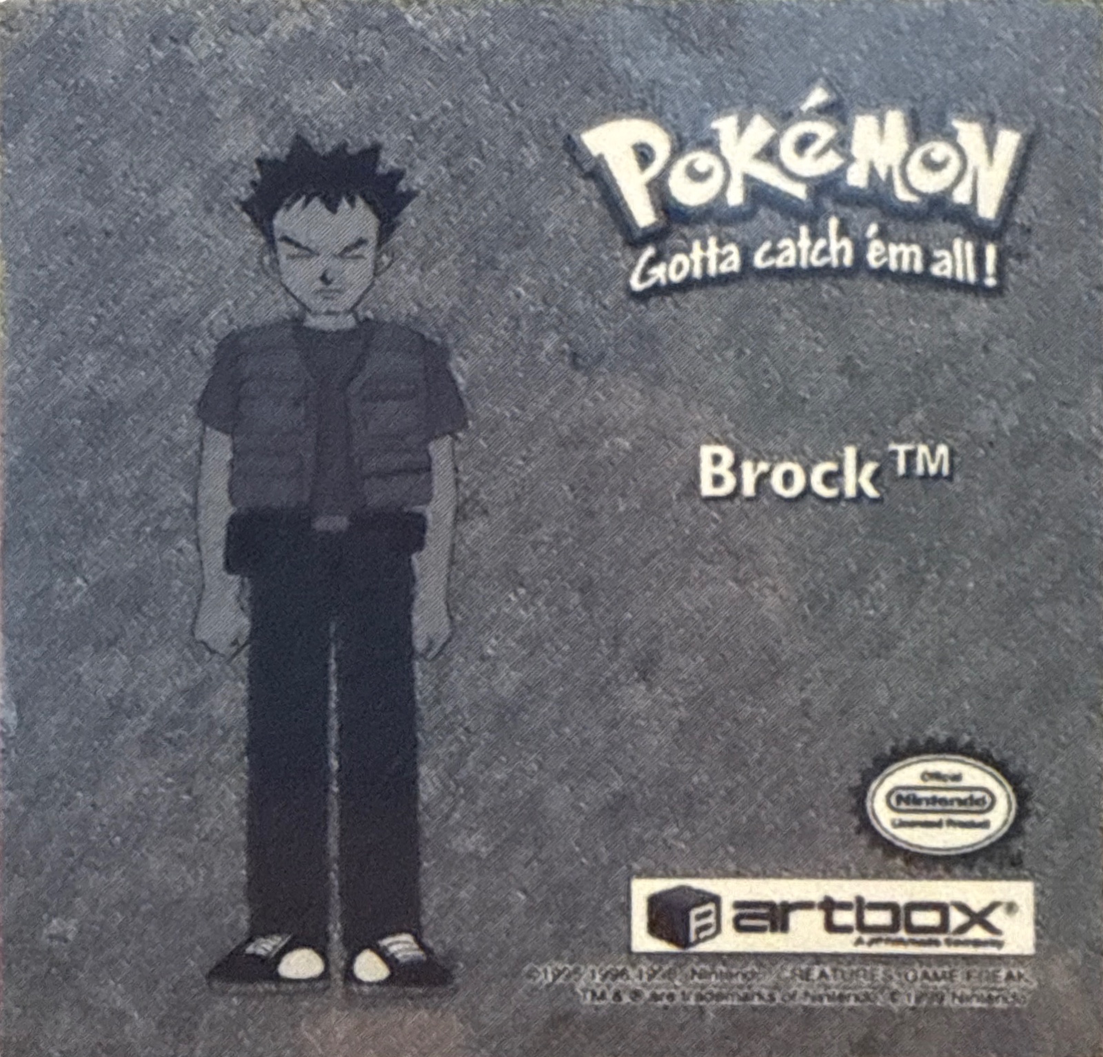Brock sticker #Pr34, Artbox (USA) Pokémon Artbox Stickers (1999), Prism, back