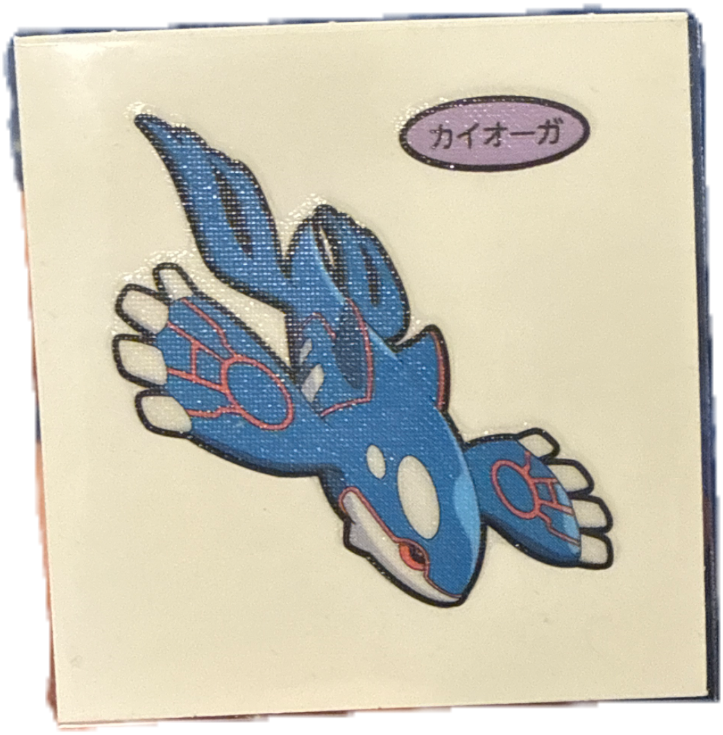 Kyogre bread sticker, Daiichi Pan Pokémon Deco Chara Wave 218 Bread Stickers Checklist, front