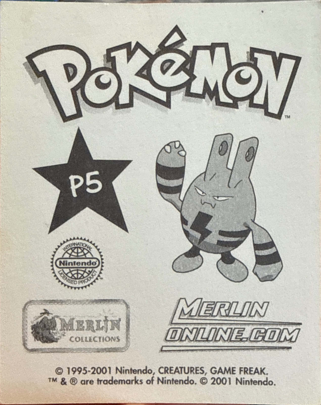 Slowking card #P5, Pokémon Merlin Series 3 (2001), back