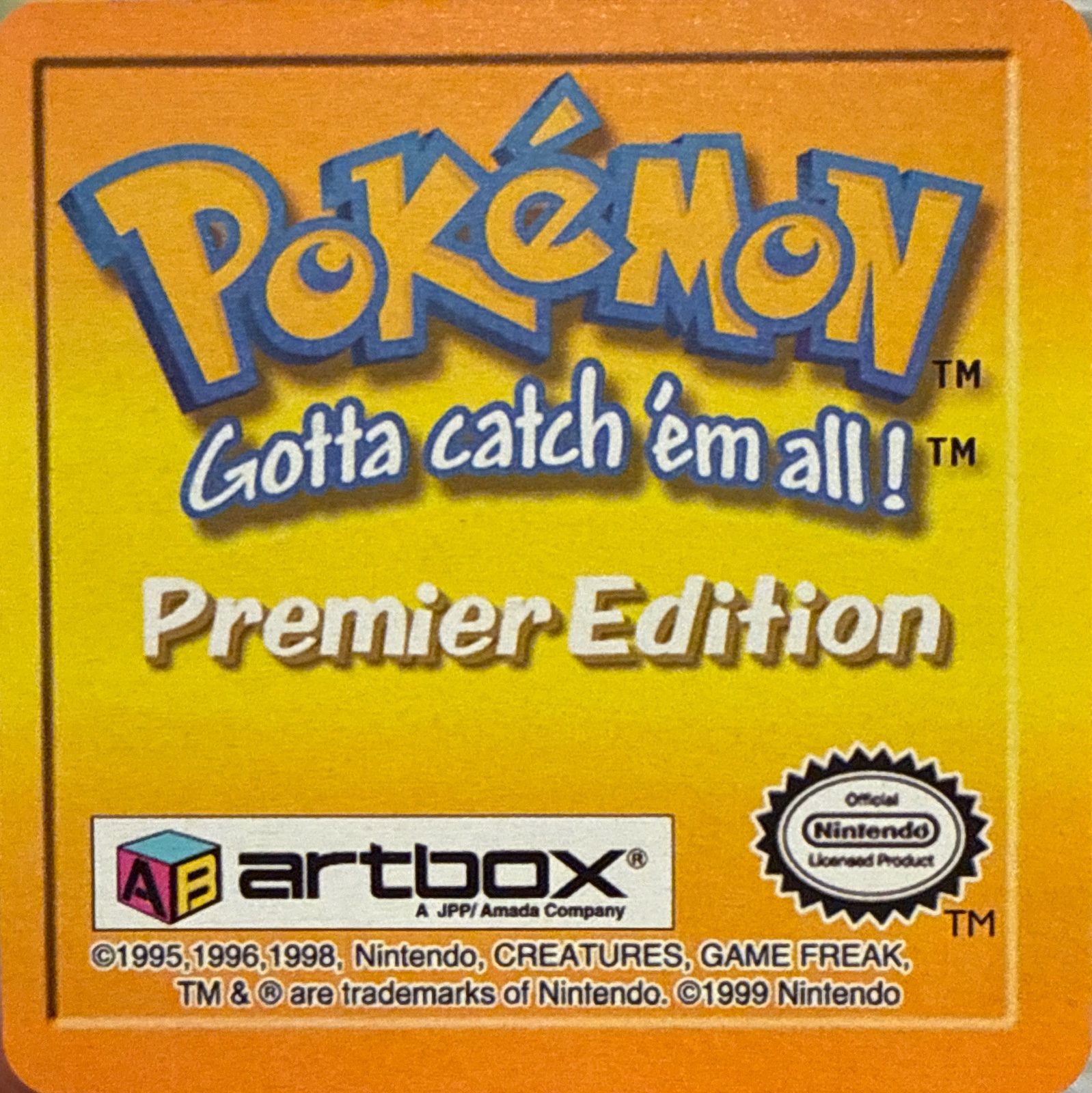 Cubone collectible #08, Artbox (USA) Pokémon Artbox Premier Flipz (1999), back