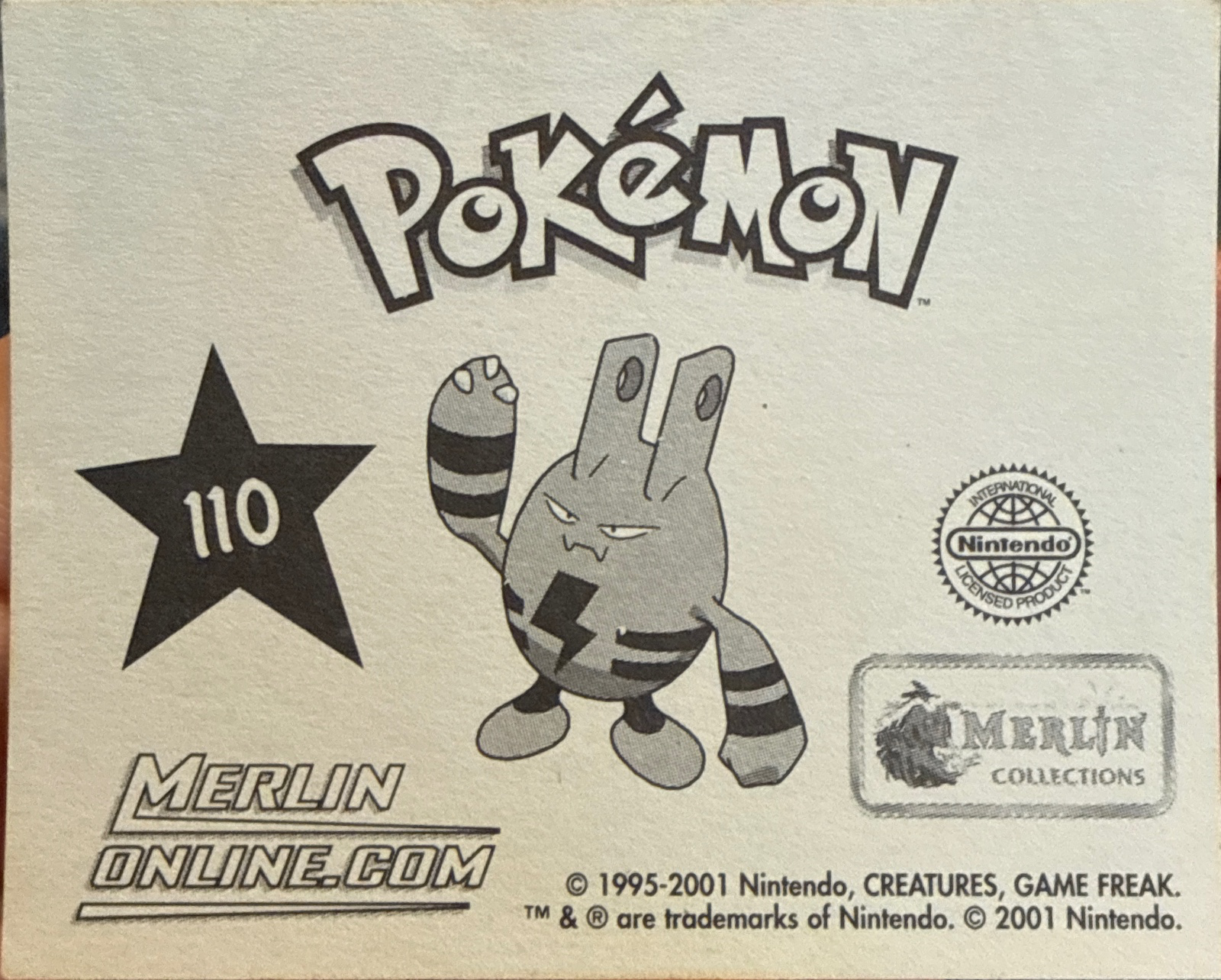 Slowking 2/2 card #110, Pokémon Merlin Series 3 (2001), back
