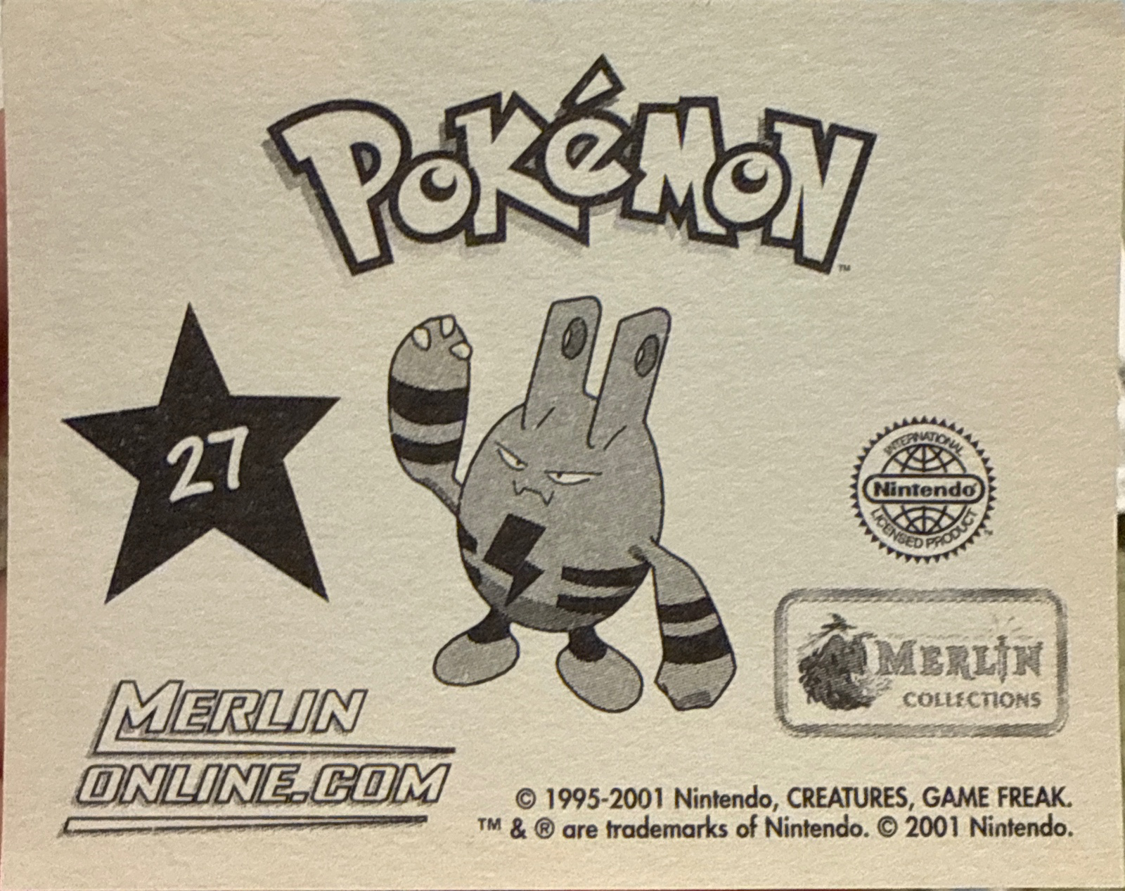 Wobbuffet 2/2 card #27, Pokémon Merlin Series 3 (2001), back