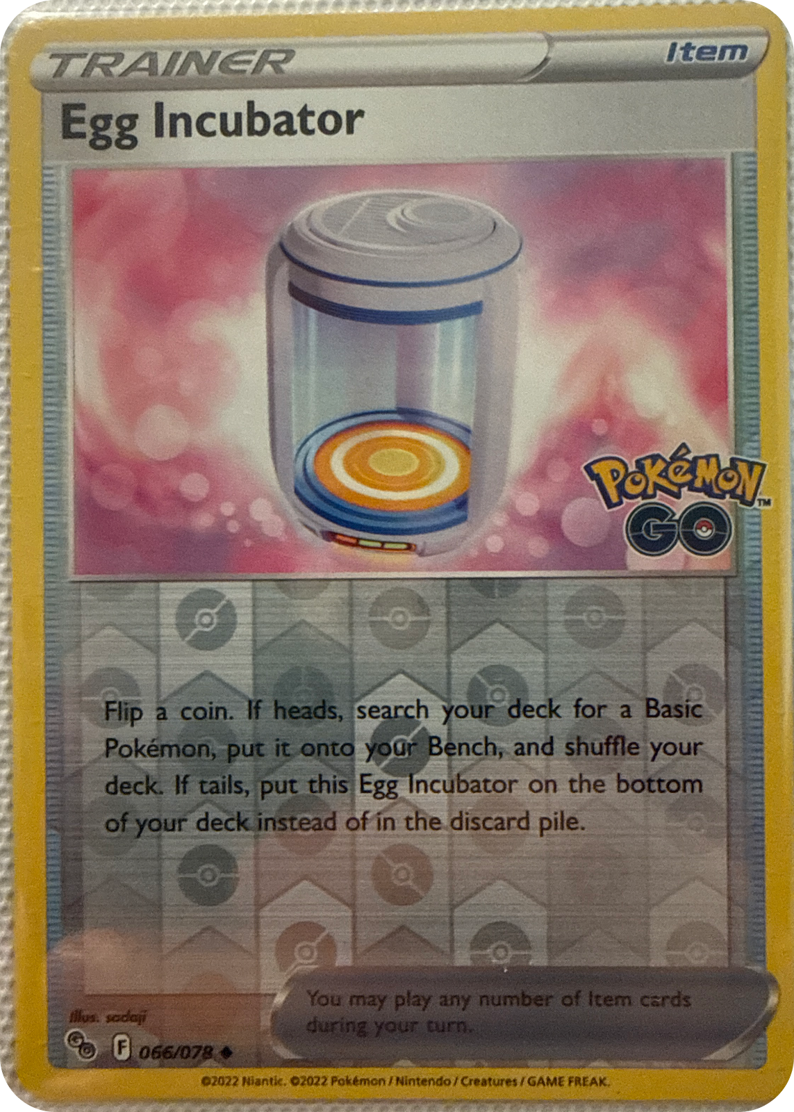 Egg Incubator trading card #66, Pokémon GO (2022), front