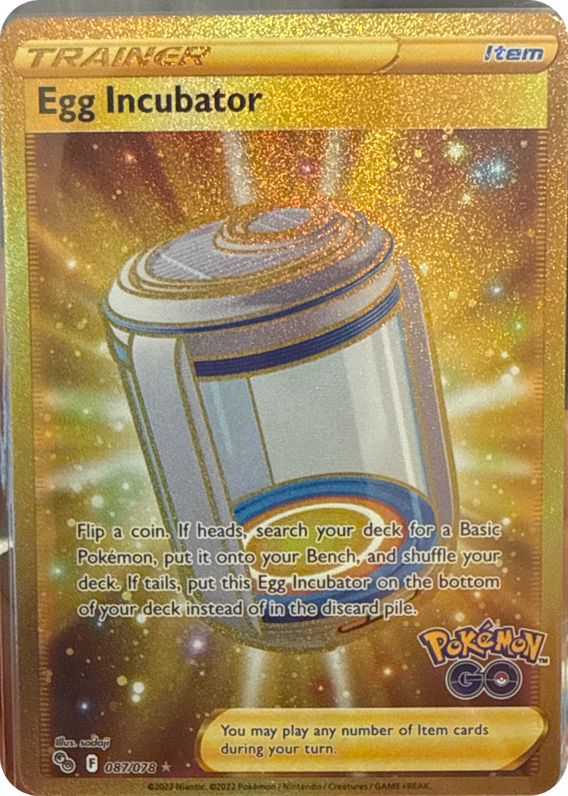 Egg Incubator trading card #87, Pokémon GO (2022), front