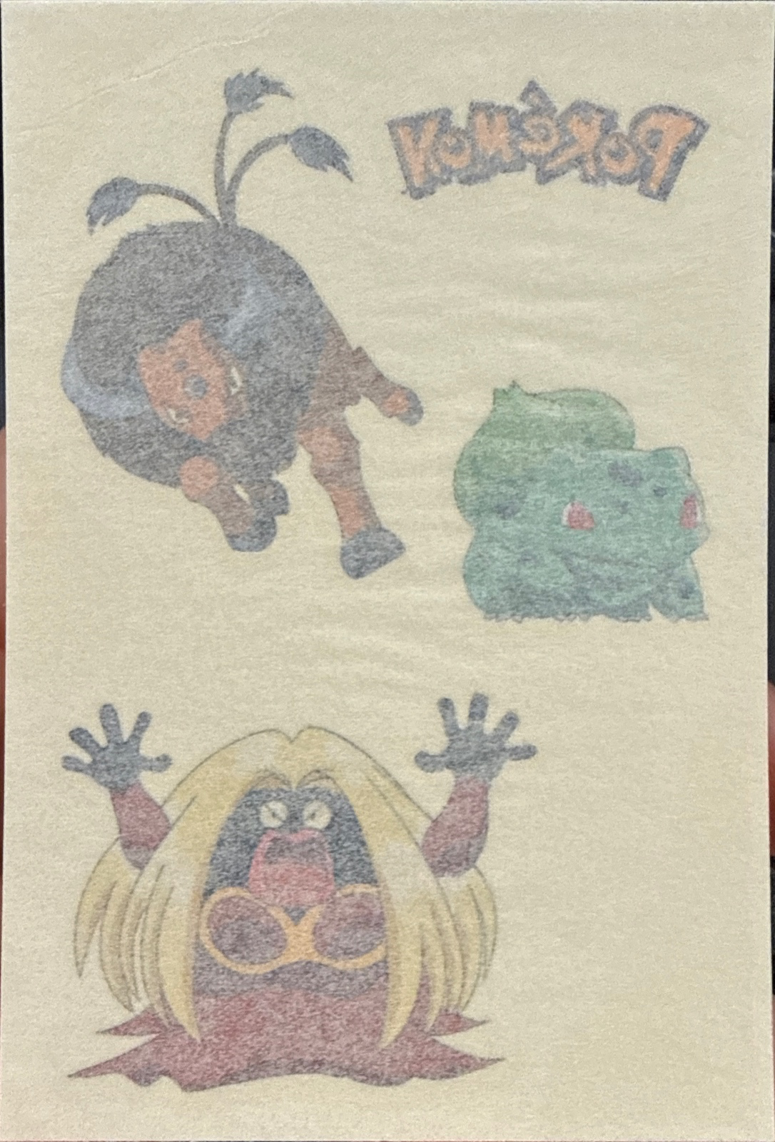 Bulbasaur / Jynx / Tauros collectible #18, Pokémon Merlin Tattoos (2000), front