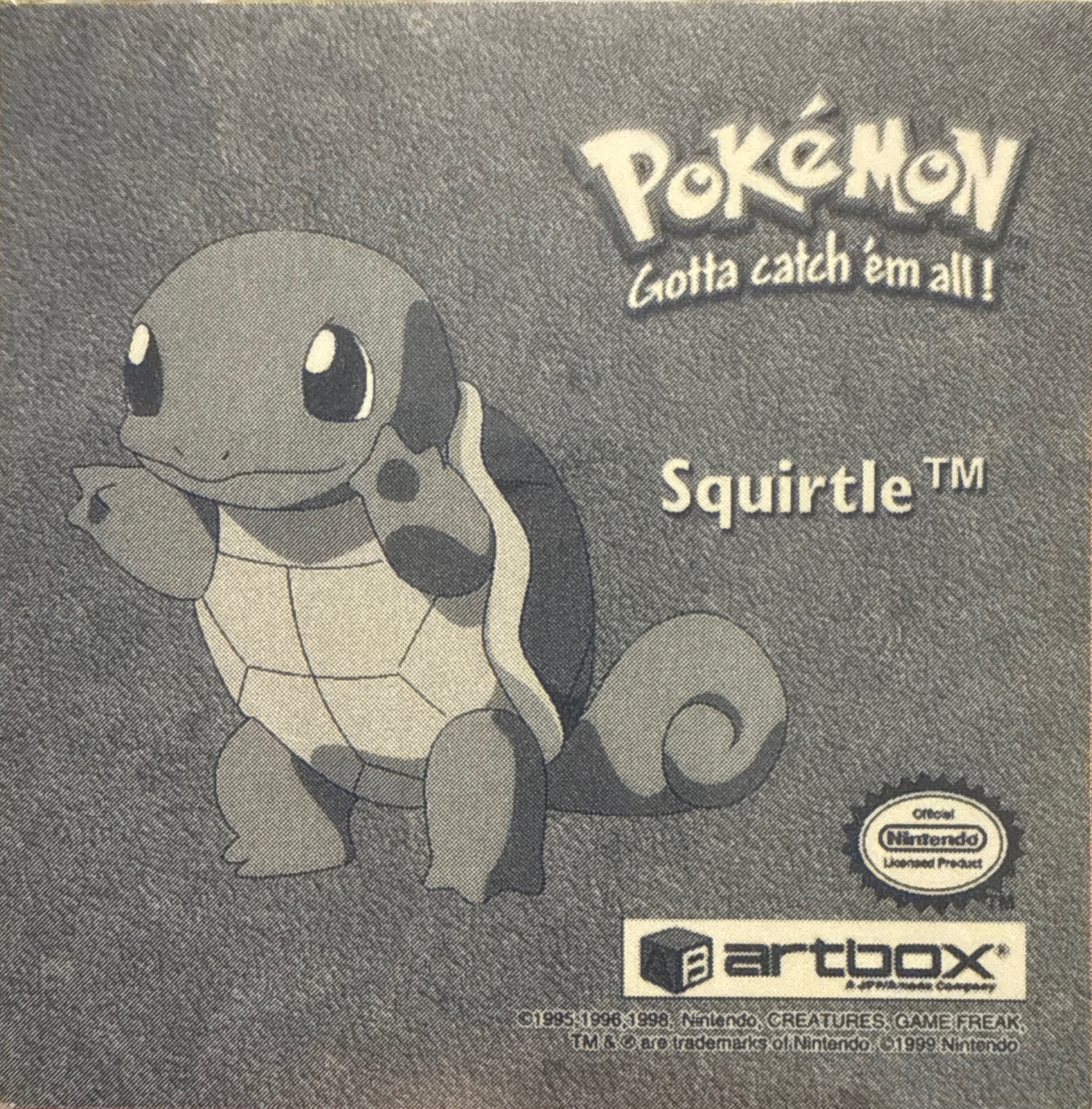 Squirtle sticker #Pr22, Artbox (USA) Pokémon Artbox Stickers (1999), Prism, back