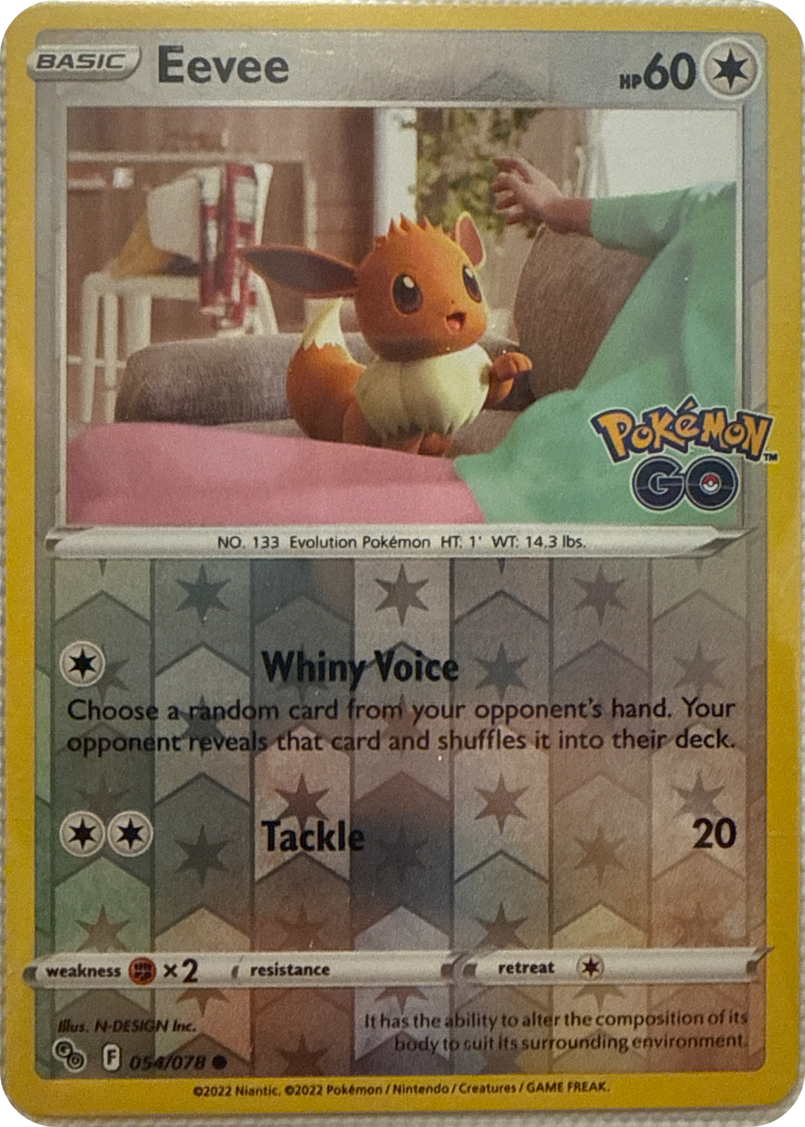 Eevee trading card #54, Pokémon GO (2022), front