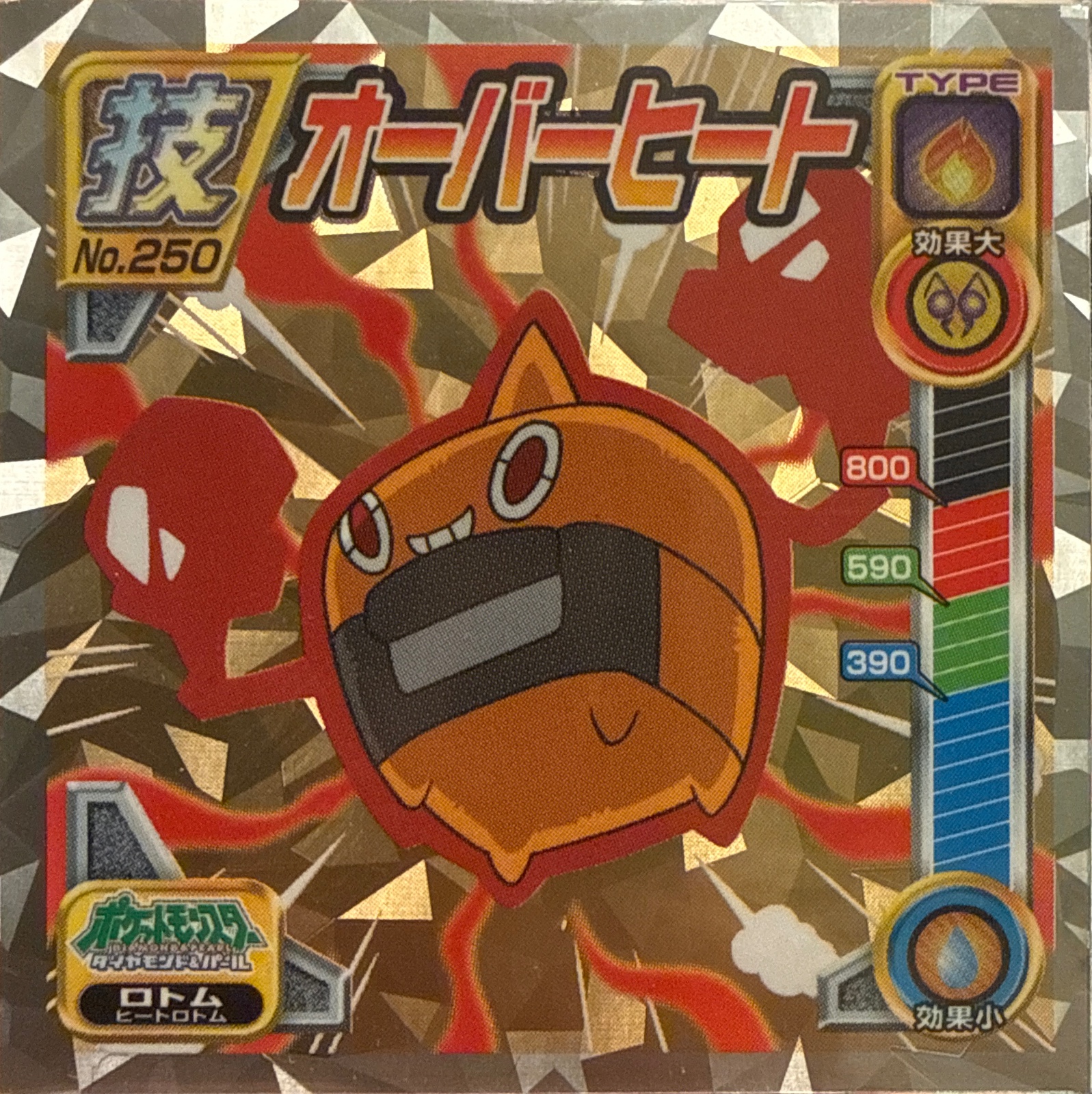 Rotom (Heat) sticker #250, Pokémon Ensky DP DX Waza 5 Stickers Checklist (2009), front