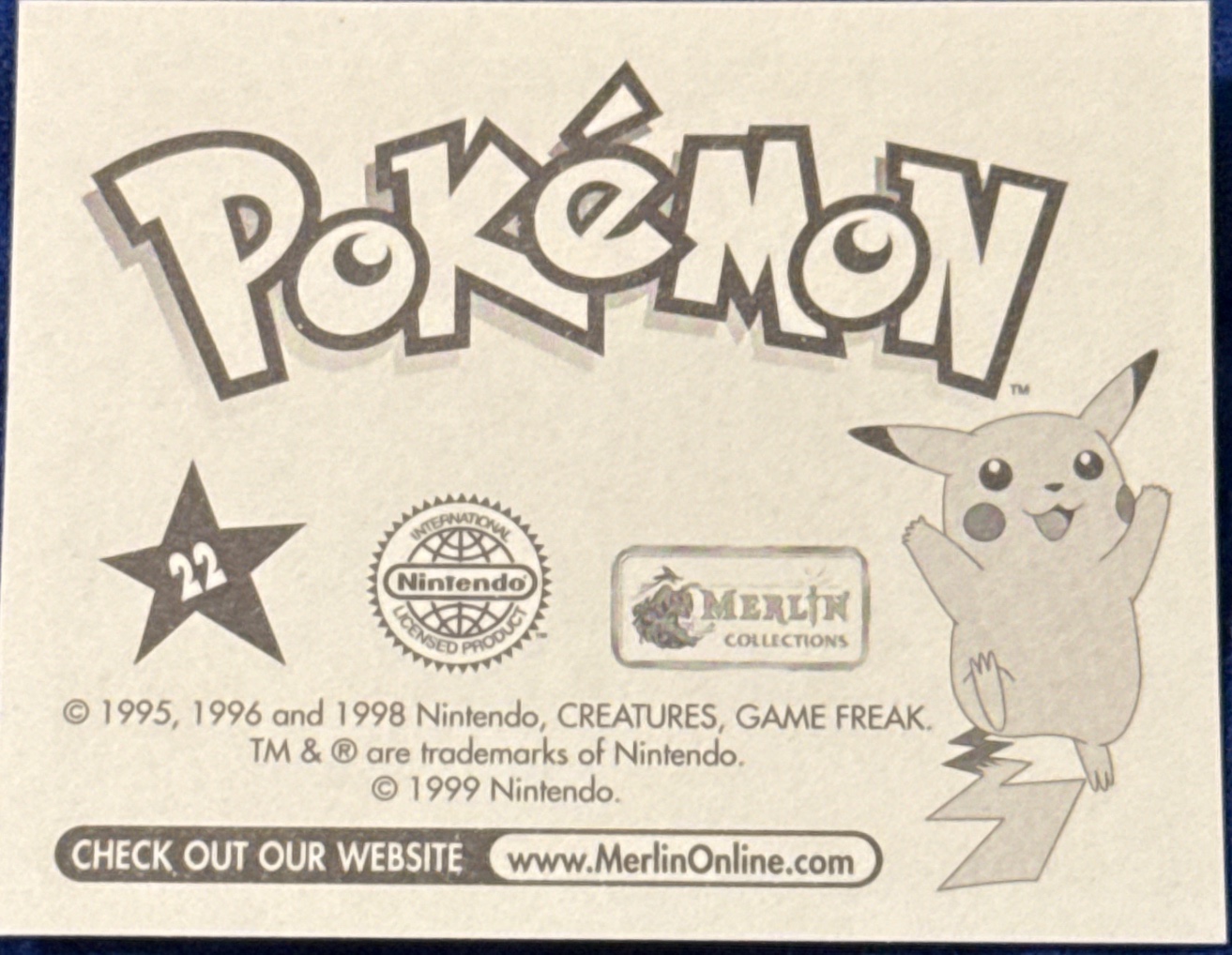 Fearow card #22, Pokémon Merlin Series 1 (1999), back