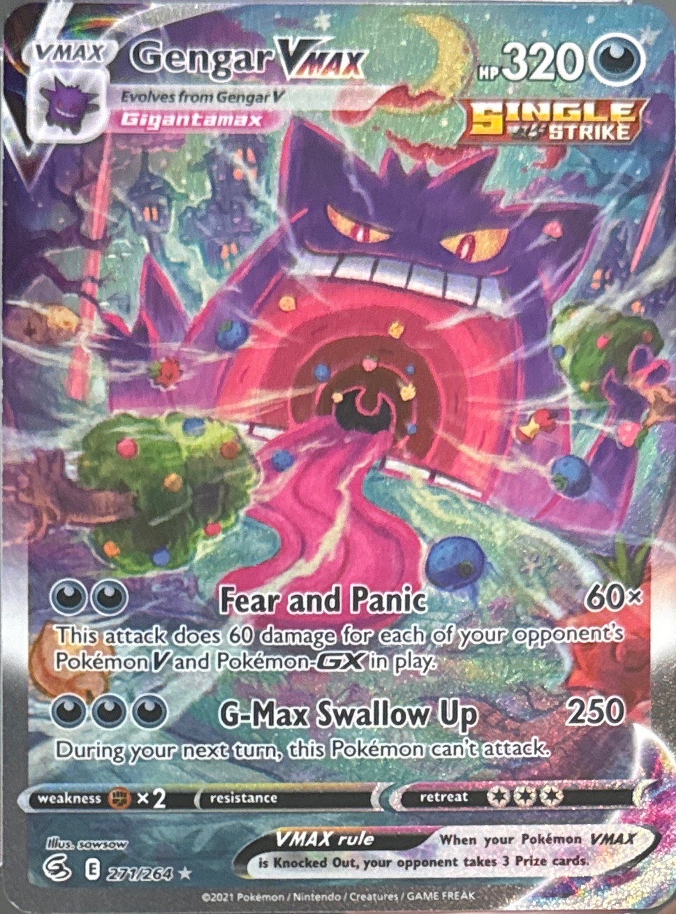Gengar VMAX trading card #271, Fusion Strike Checklist (2021) · Pokémon TCG, front