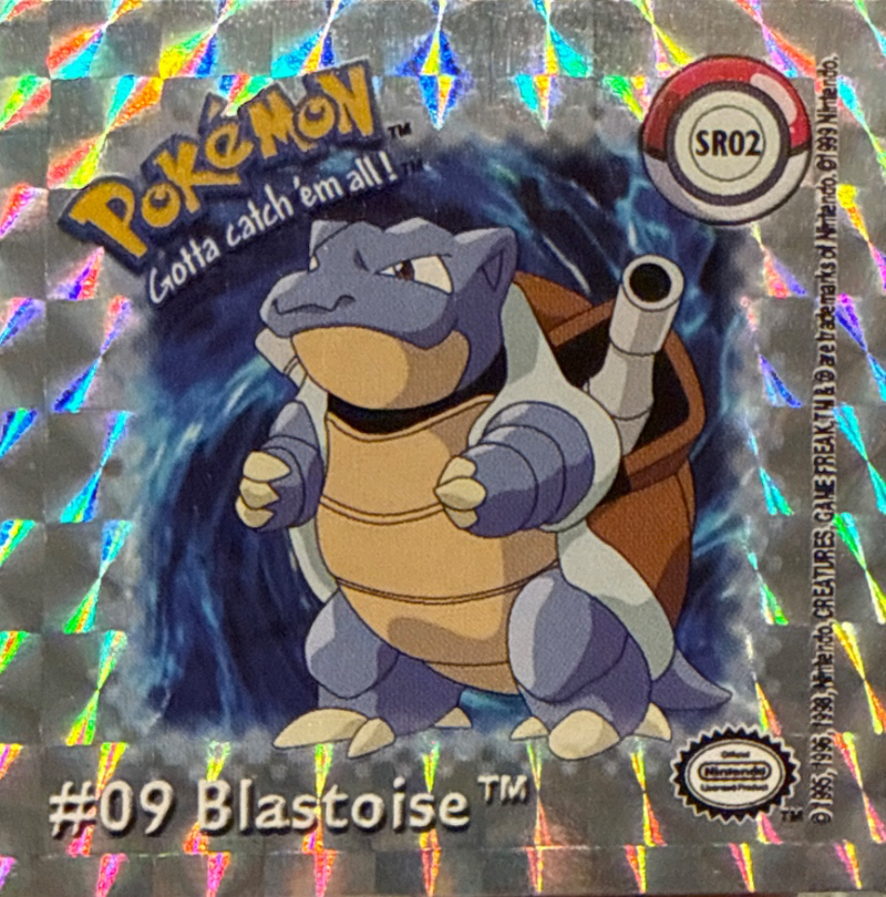 Blastoise collectible #SR02, Artbox (USA) Pokémon Artbox Premier Flipz (1999), front