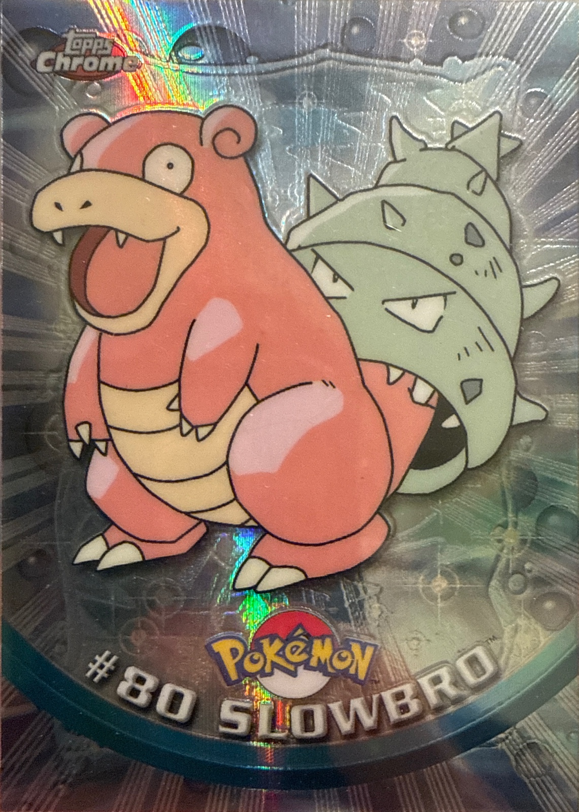 Slowbro card #80, Pokemon Topps Chrome Series 2 (2000), front