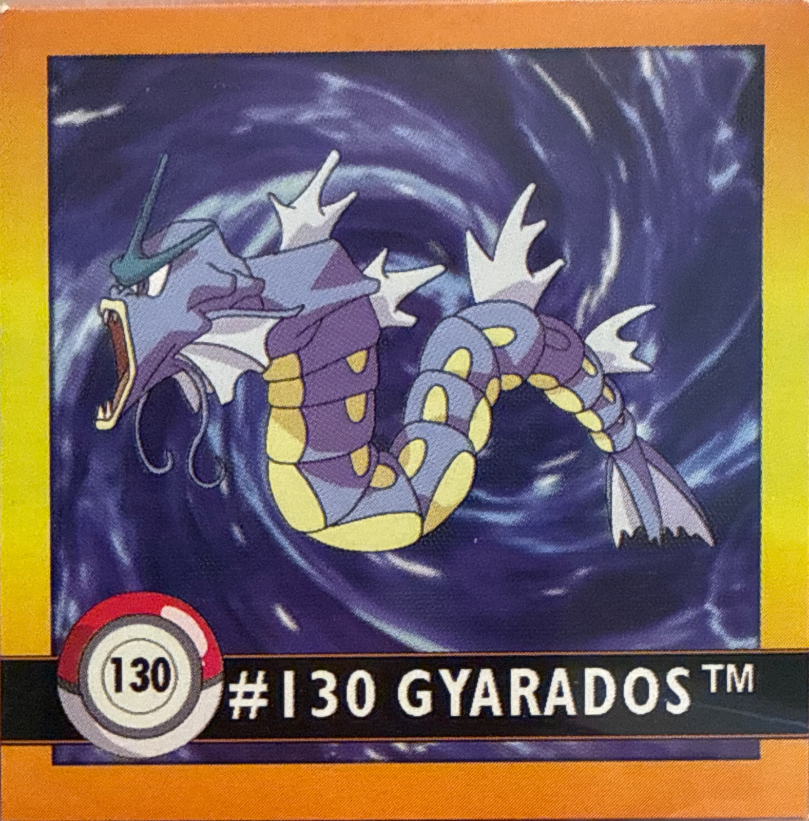 Gyarados sticker #130, Artbox (USA) Pokémon Artbox Stickers (1999), front