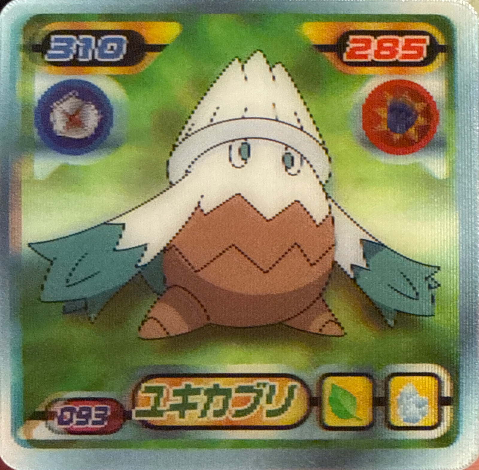 Snover sticker #093, Pokémon Ensky DP 3D Part 2 Stickers Checklist (2007), front