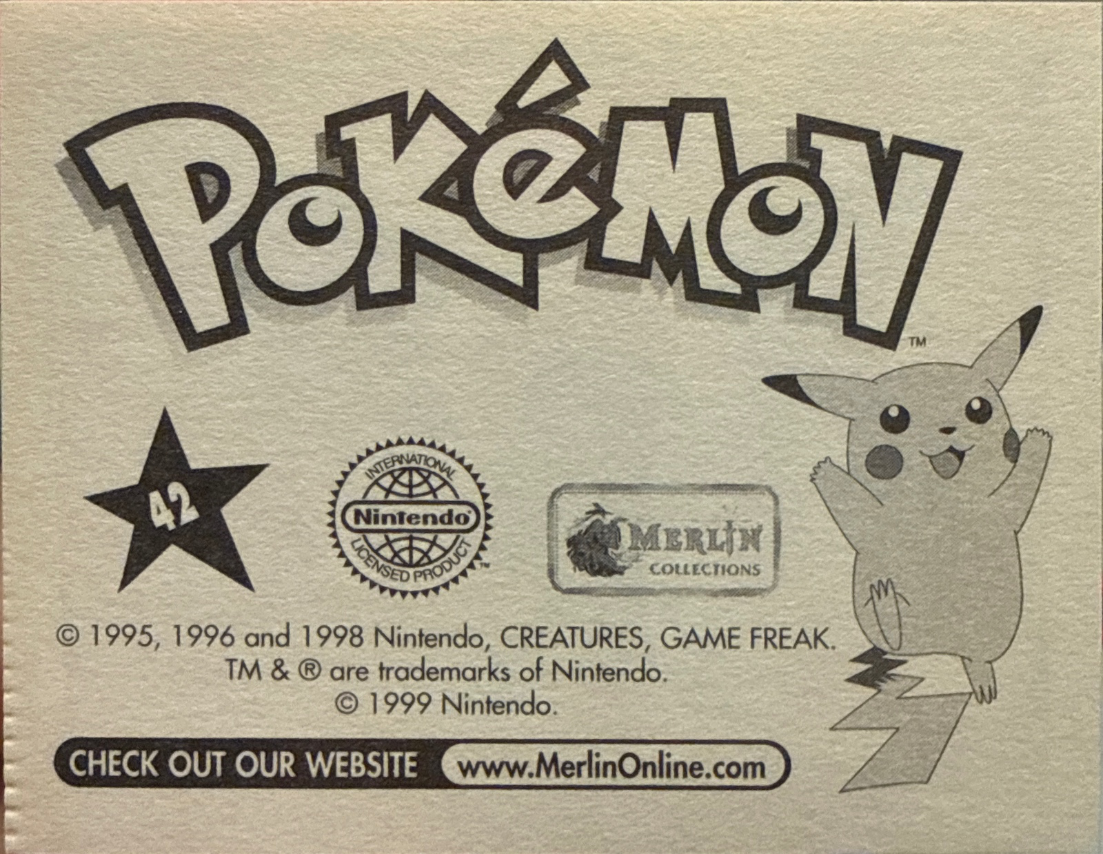 Golbat card #42, Pokémon Merlin Series 1 (1999), back