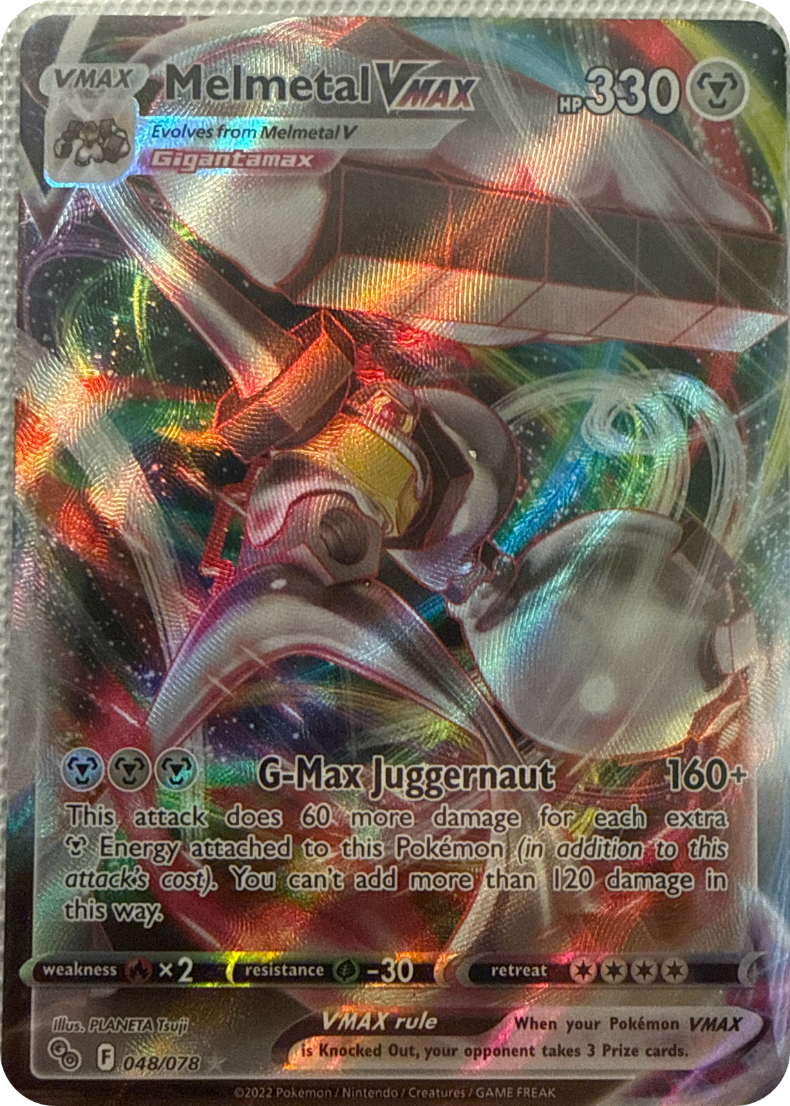Melmetal VMAX trading card #48, Pokémon GO (2022), front