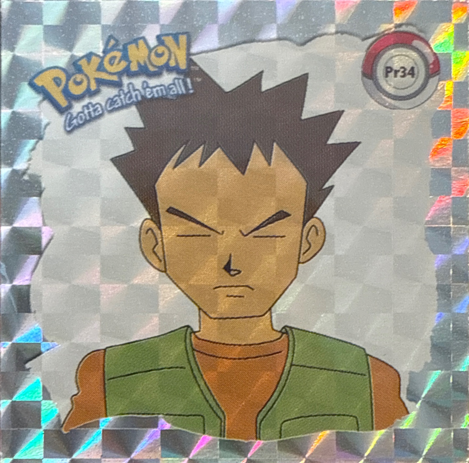 Brock sticker #Pr34, Artbox (USA) Pokémon Artbox Stickers (1999), Prism, front