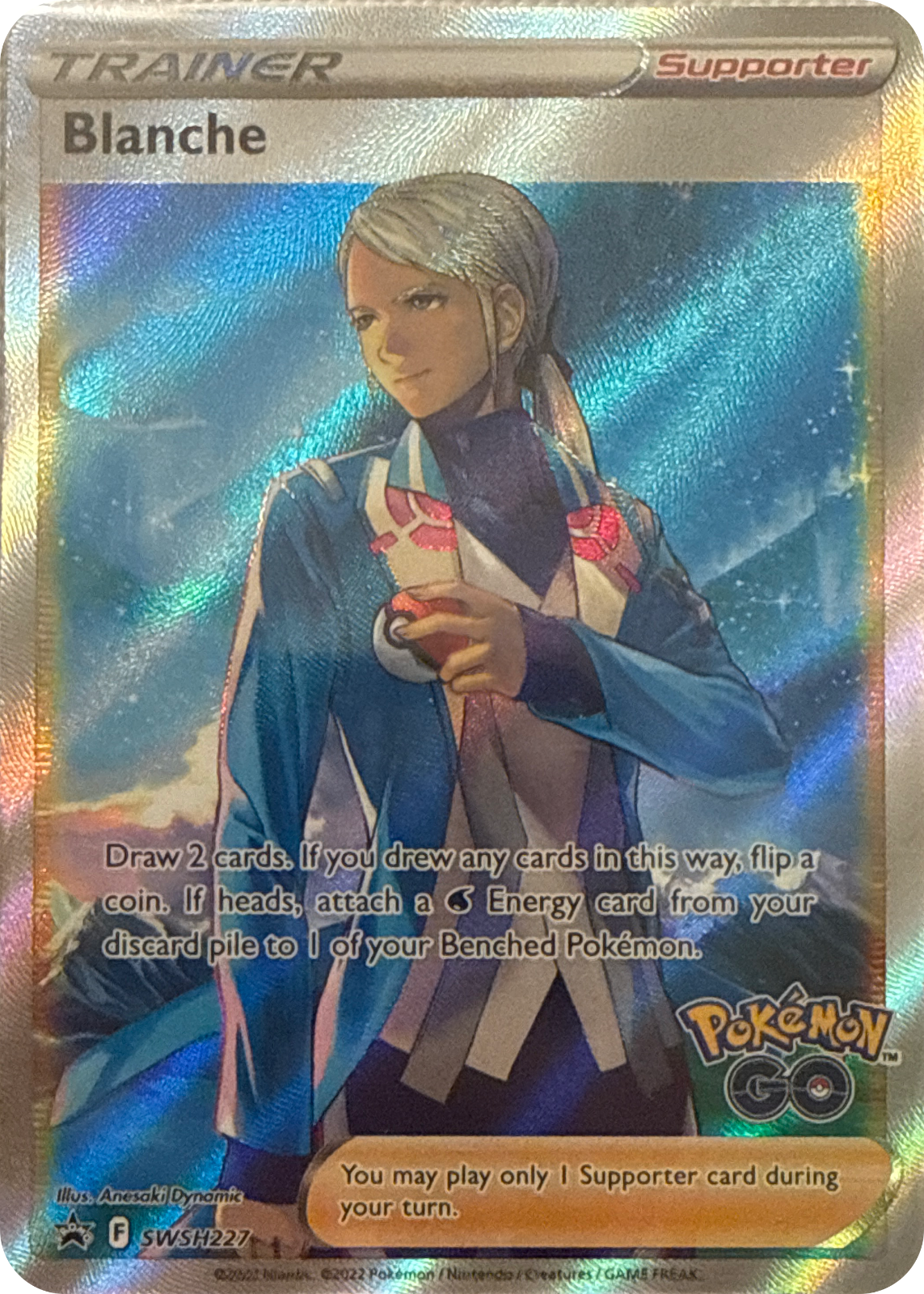 Blanche trading card #SWSH227, SWSH Black Star Promos Checklist · Pokémon TCG, front