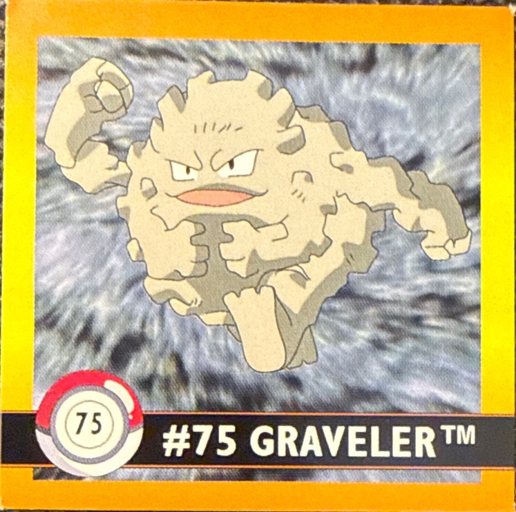 Graveler sticker #75, Artbox (USA) Pokémon Artbox Stickers (1999), front