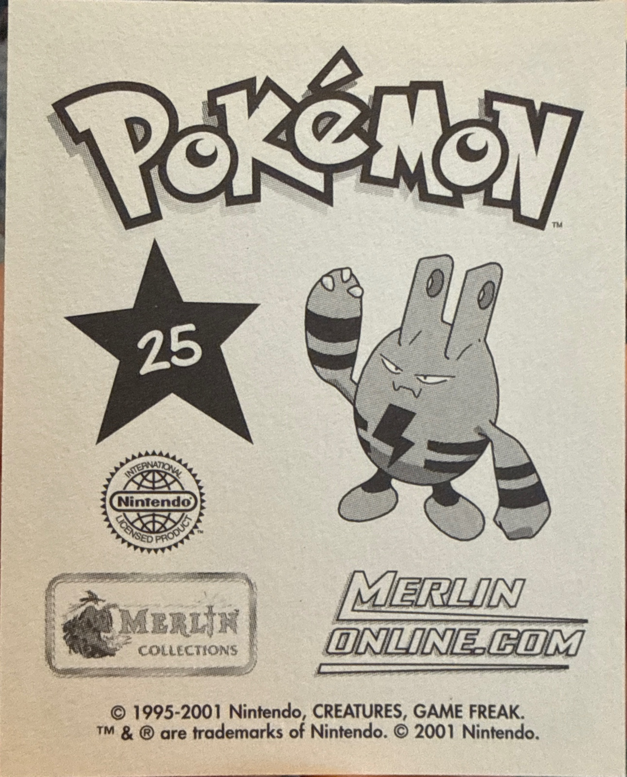 Slowking card #25, Pokémon Merlin Series 3 (2001), back