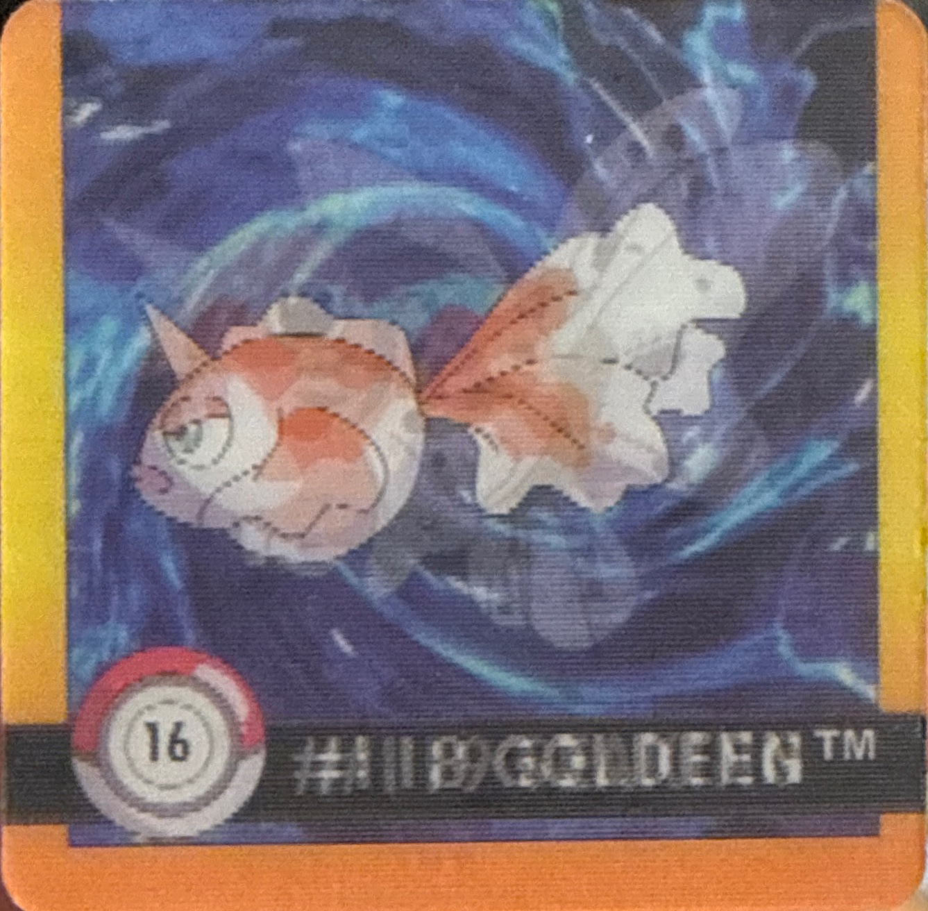 Goldeen collectible #16, Artbox (USA) Pokémon Artbox Premier Flipz (1999), front