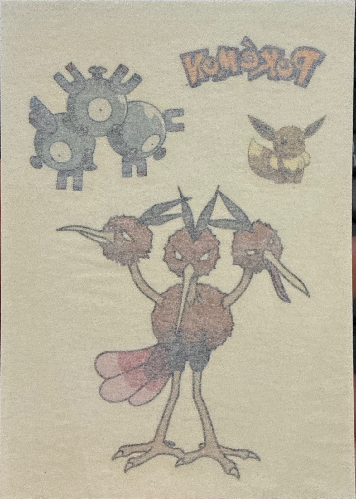 Dodrio / Eevee / Magneton collectible #14, Pokémon Merlin Tattoos (2000), front