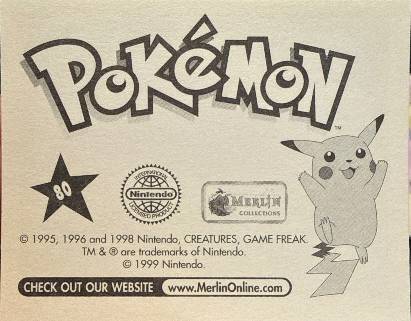 Slowbro card #80, Pokémon Merlin Series 1 (1999), back