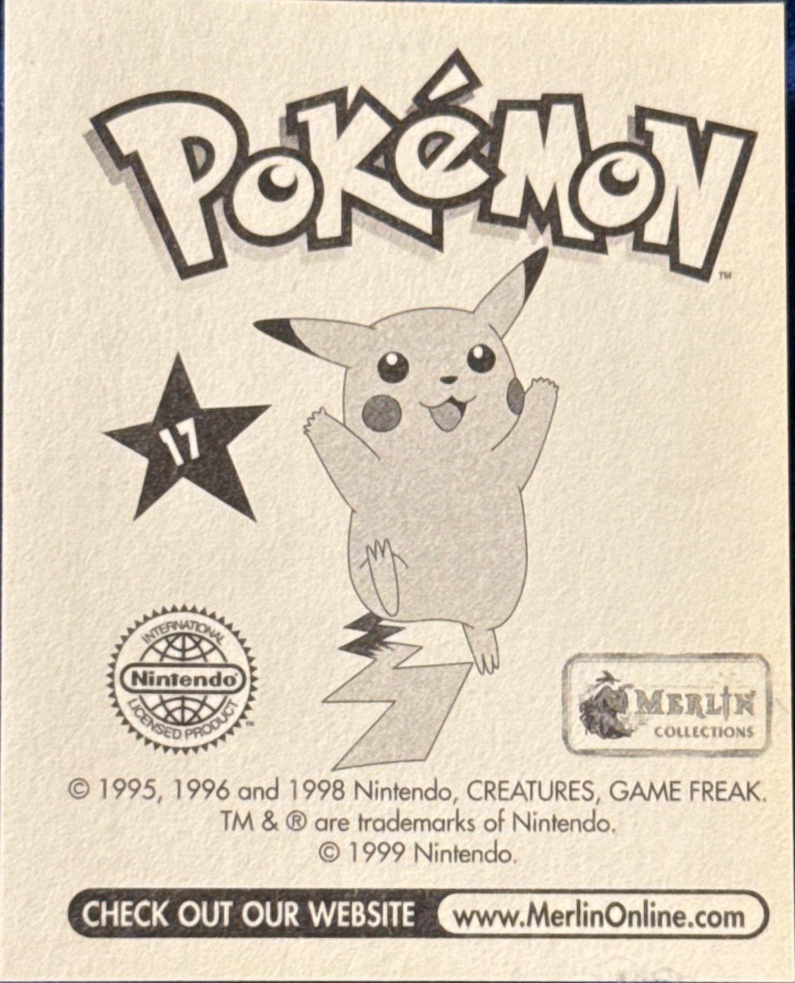 Pidgeotto card #17, Pokémon Merlin Series 1 (1999), back