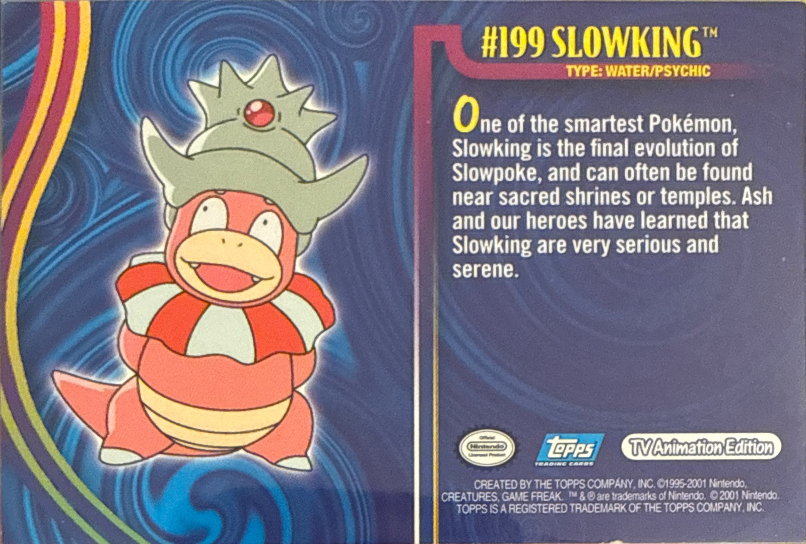 Slowking card #8, Pokemon Topps Johto League Champions (2001), back