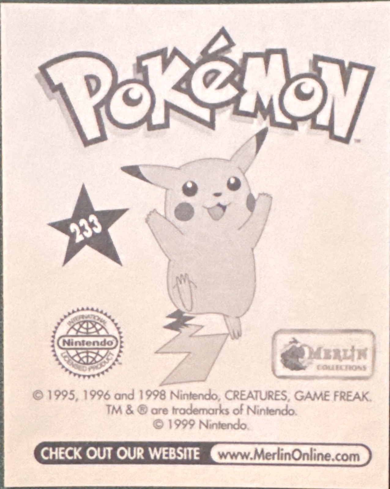 Golduck, Evolution Card #233, Pokémon Merlin Series 1 (1999), back