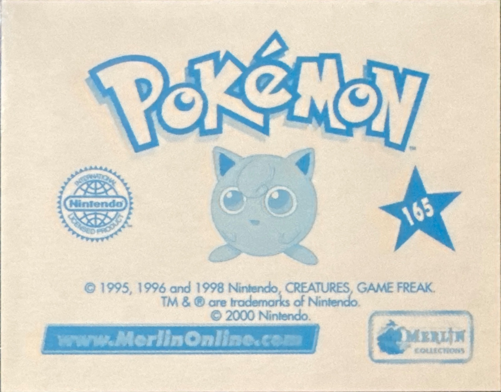 Psyduck / Misty card #165, Pokémon Merlin Series 2 (2000), back