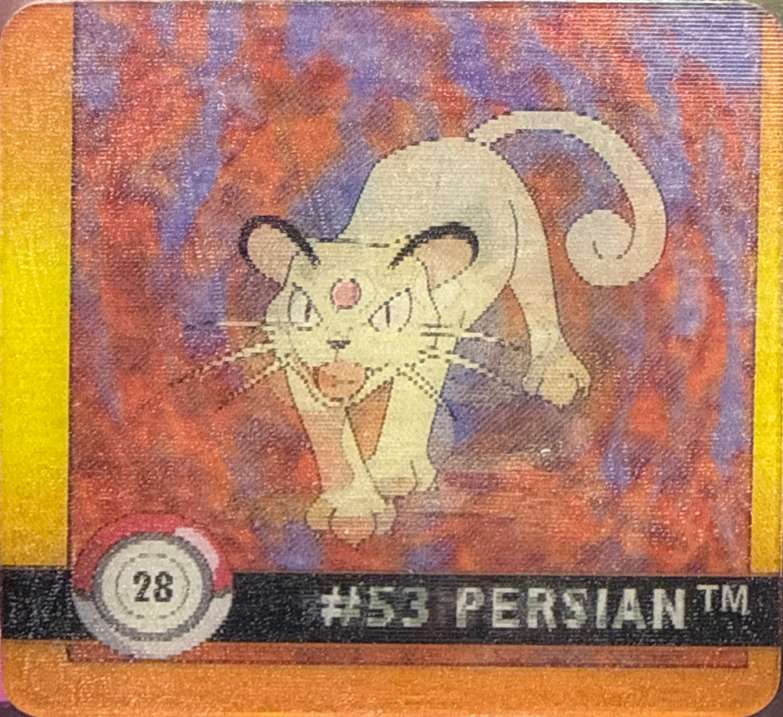 Meowth collectible #28, Artbox (USA) Pokémon Artbox Premier Flipz (1999), front