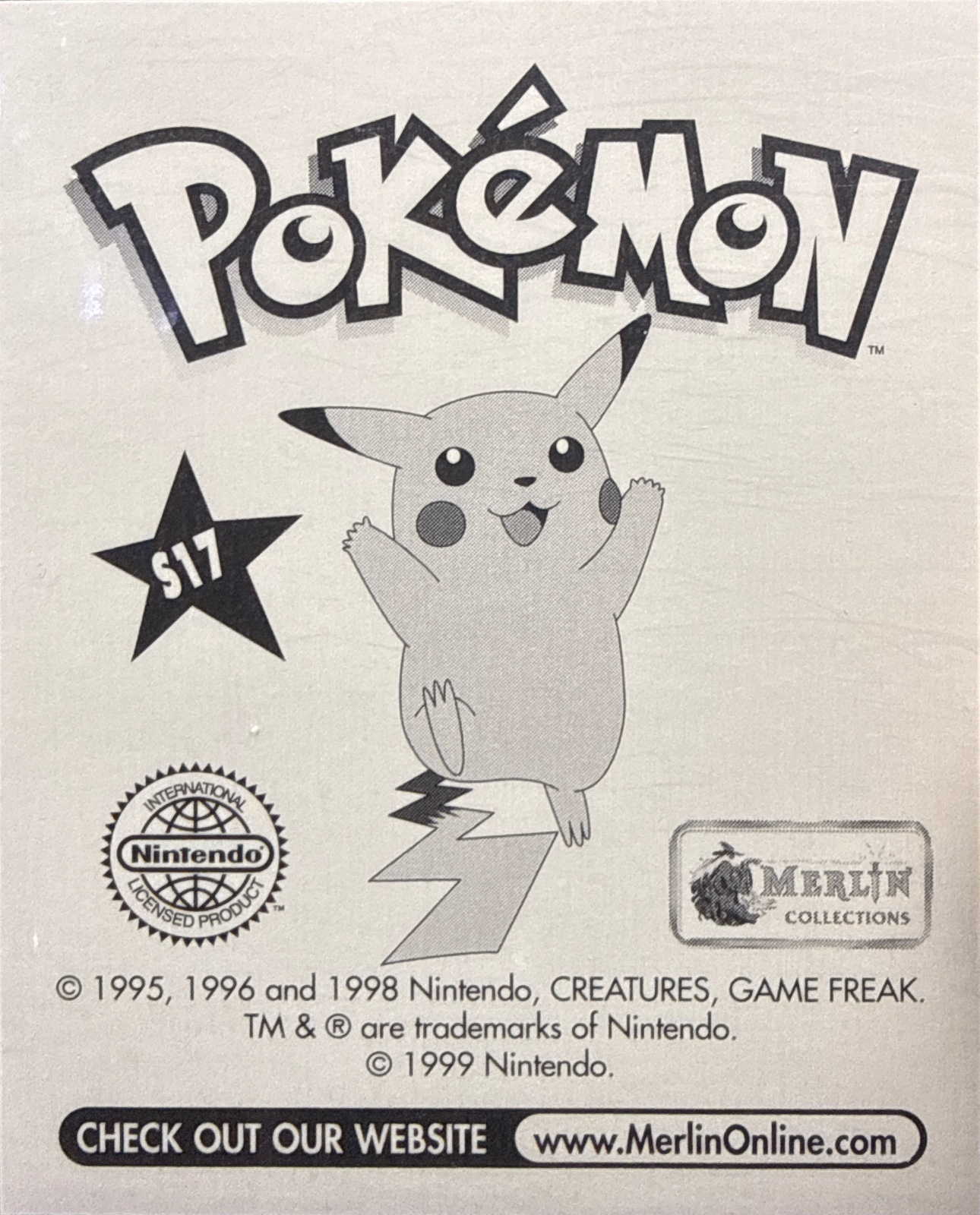 Weezing, Glittery card #S17, Pokémon Merlin Series 1 (1999), back