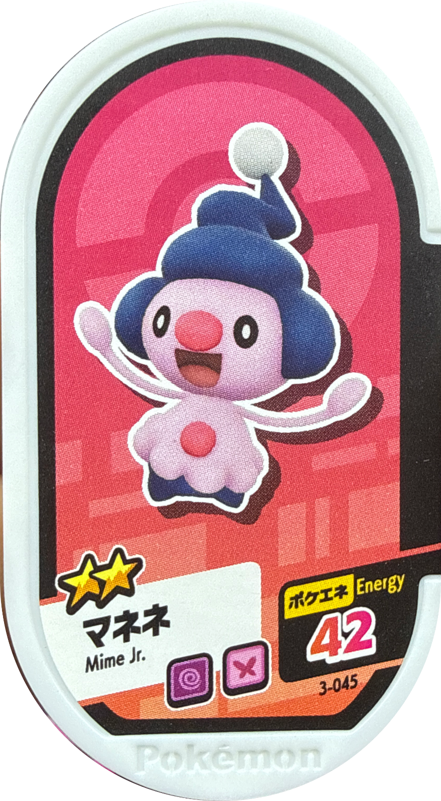 Mime Jr. tag #3-045, Pokemon Mezastar Set 3 Checklist, front